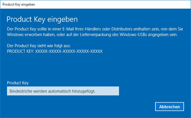 Hier ändert ihr euren Product Key von Windows 10. (Bildquelle: GIGA)