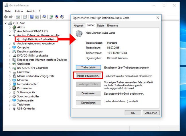 Windows 10: Im Geräte-Manager aktualisiert ihr euren Sound-Treiber. (Bildquelle: GIGA)