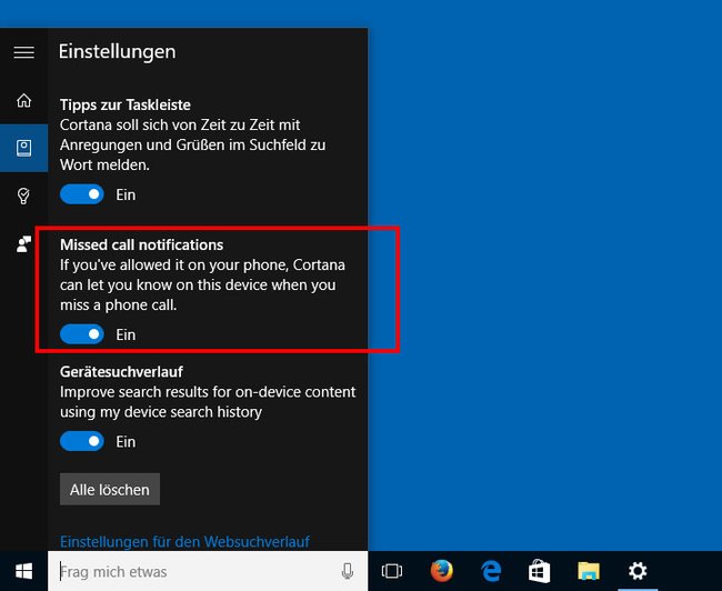 Cortana informiert euch über entgangene Anrufe eures Windows Phone auf dem Desktop-PC.