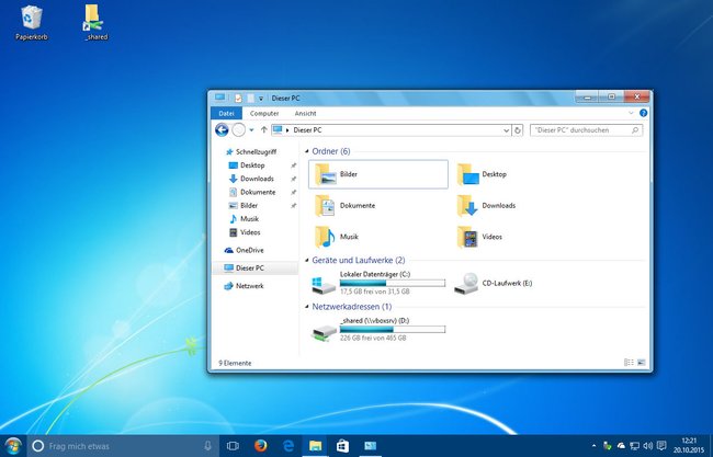 Windows 10 sieht wie Windows 7 aus.