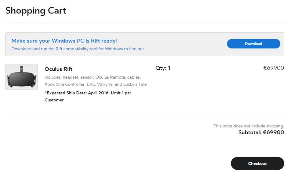 Die Oculus Rift kann vorbestellt werden, kostet mit 599 US-Dollar bzw. 699 Euro auch einen ordentlichen Batzen Geld.