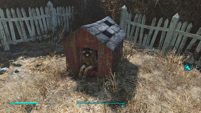 Nie mehr Dogmeat suchen müssen. Baut nur eine Hundehütte in jeder Siedlung (Bildquelle: Screenshot GIGA).