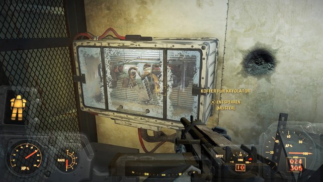 Der Krylator befindet sich im Waffenkoffer innerhalb von Vault 111 (Bildquelle: Screenshot und Bearbeitung GIGA).