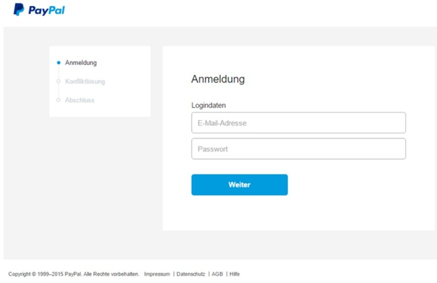 PayPal phishing login seite imitat