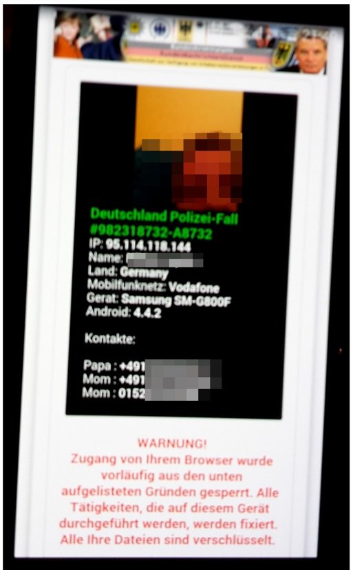 Ransomware handy mit videobild des nutzers