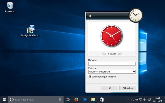 Windows 10: Die Uhr auf dem Desktop könnt ihr anpassen.
