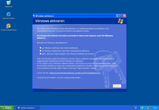 Windows XP muss innerhalb von 30 Tagen aktiviert oder erneut in Virtualbox installiert werden. Bildquelle: GIGA