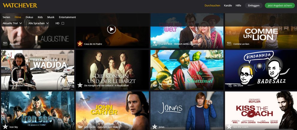 Aktuelle Filme bei Watchever