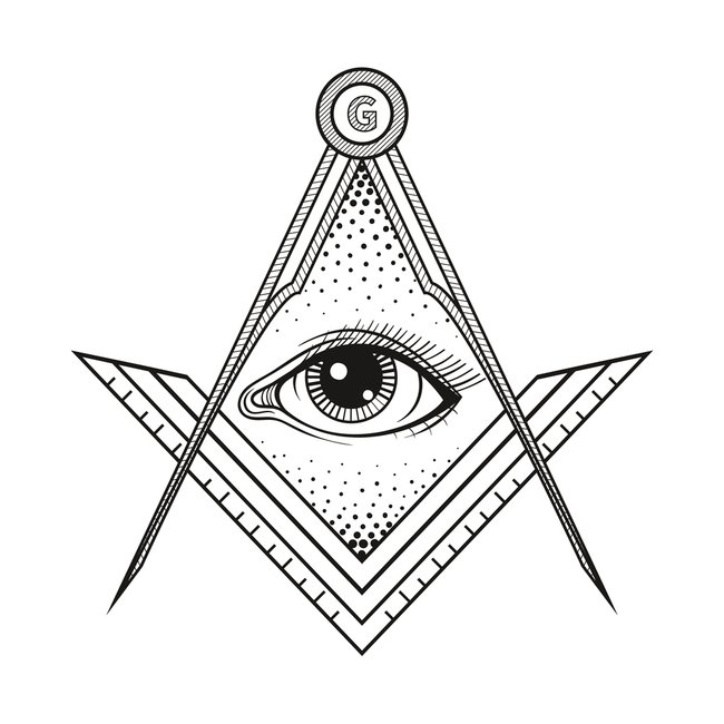 Masonic square and compass symbol with All seeing eye ,
