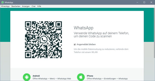 Windows 10: Scannt den Code mit der WhatsApp-App eures Smartphones.