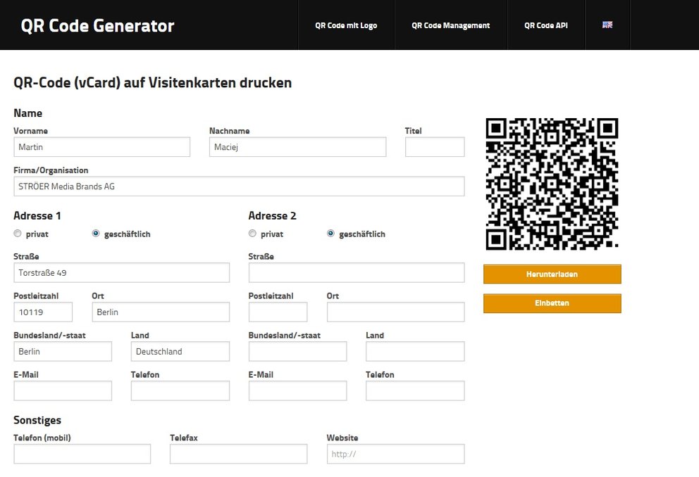 vCard erstellen schnell, einfach und kostenlos