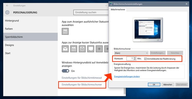 Windows 10: So lasst ihr den Bildschirm automatisch sperren. (Bildquelle: GIGA)