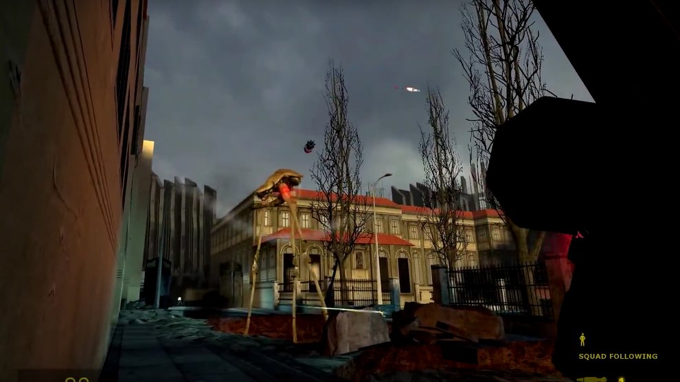 Der offene Kampf in den Straßen von City 17 gegen die riesigen Strider ist eines der beeindruckendsten Set-Pieces von Half-Life 2.