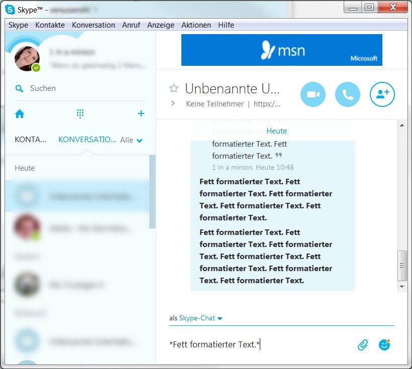 Skype Text fett