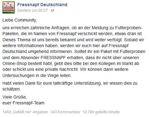 Fressnapf Warnung