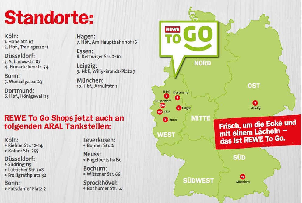 Rewe To Go Standorte