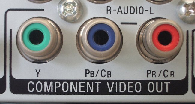 Component-Video mit grünem, blauem und rotem Anschluss.