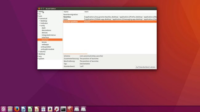 In Ubuntu 16.04 könnt ihr die Taskleiste nach unten verschieben.
