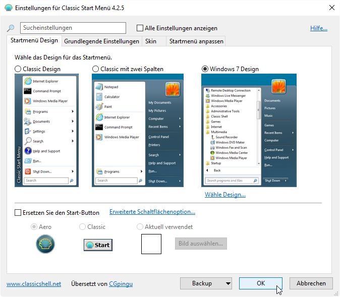 Windows-10-Startmenue-Classic-Shell-Einstellungen