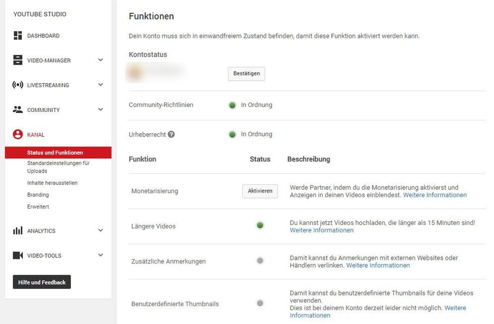 YouTube Studio verwalten