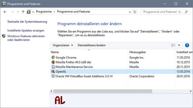 Windows 10: Deinstalliert zunächst OpenAL, sofern vorhanden.