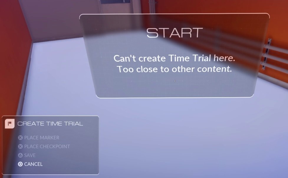 In der Beta konnten wir keinen Time Trial erstellen, weil bereits so viele benutzererstellte Inhalte in der Umgebung waren.