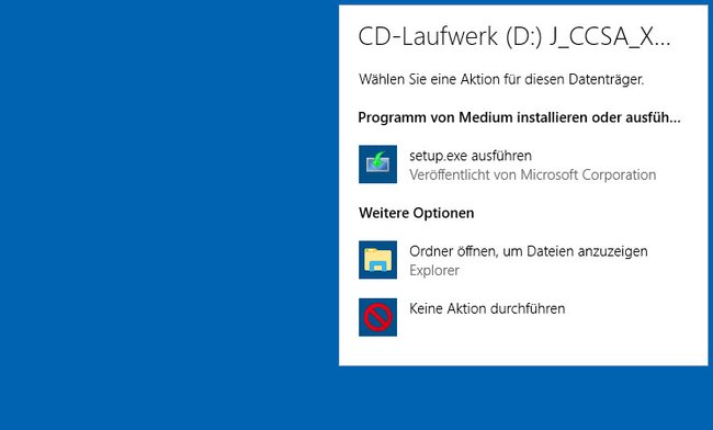 Der Auswahl-Dialog für die automatische Wiedergabe in Windows 10.