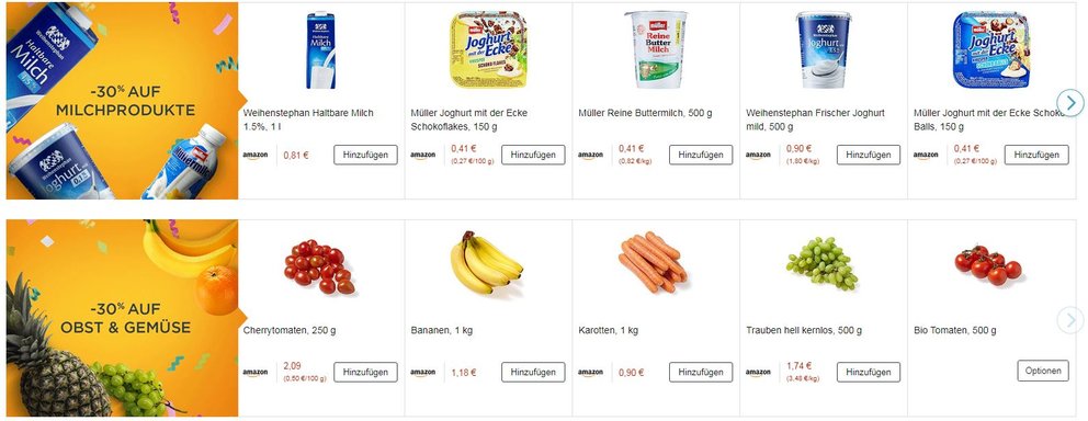 Amazon Prime Now Produkte