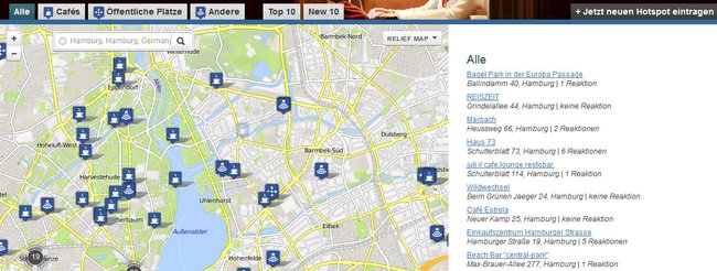 Mit WLAN-Maps findet ihr kostenlose WLAN-Hotspots.