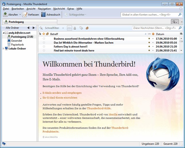 Thunderbird ist eines der besten E-Mail-Programme für Windows 10. (Bildquelle: Mozilla)