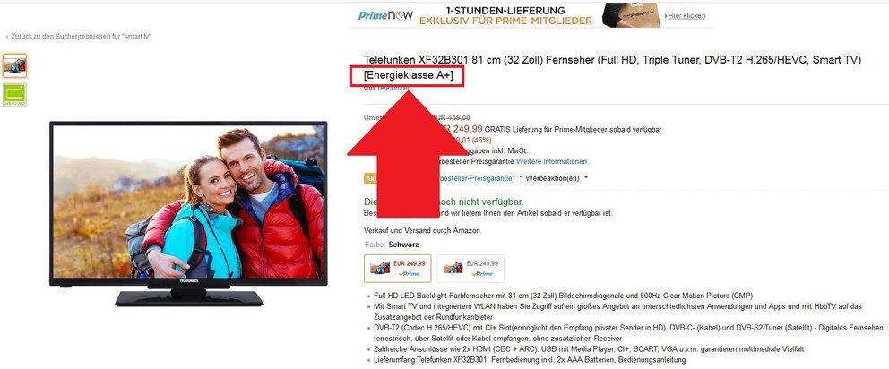 Amazon Fernseher Energielabel