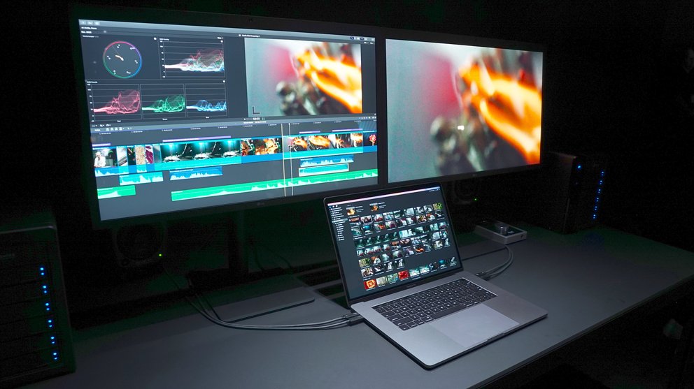 Im Hands-On-Bereich in Cupertino zeigte Apple mir ein derartiges Setup: Das MacBook Pro 15 Zoll