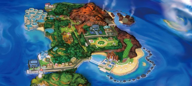 Akala besitzt zwei große Städte direkt am Meer (Kantai City und Konikoni City) und eine Siedlung (Ohana).