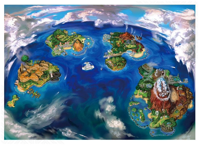 Die Alola-Region besteht aus vier Inseln, die mit unterschiedlichen Prüfungen und Königen aufwartet,