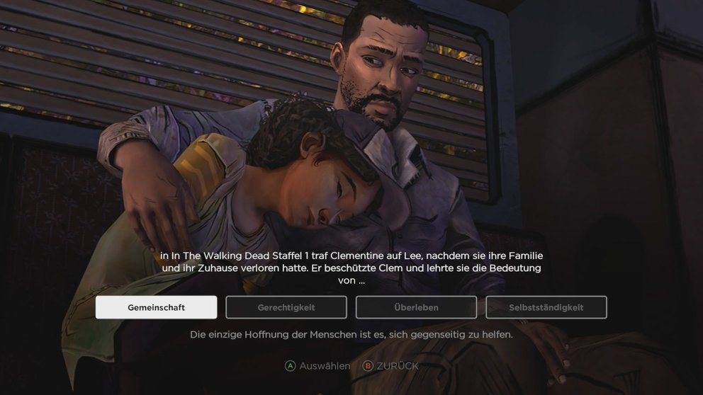 Egal ob ihr an The Walking Dead als Neuling oder Veteran herangeht: Das Erstellen des Savegames eignet sich prima zum Wiederholen der Story.