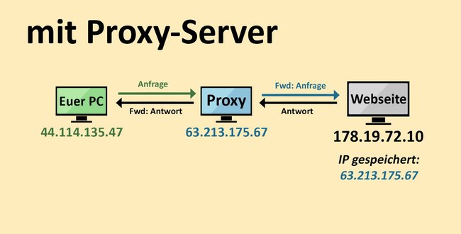 Der Proxy-Server fungiert als Vermittler.