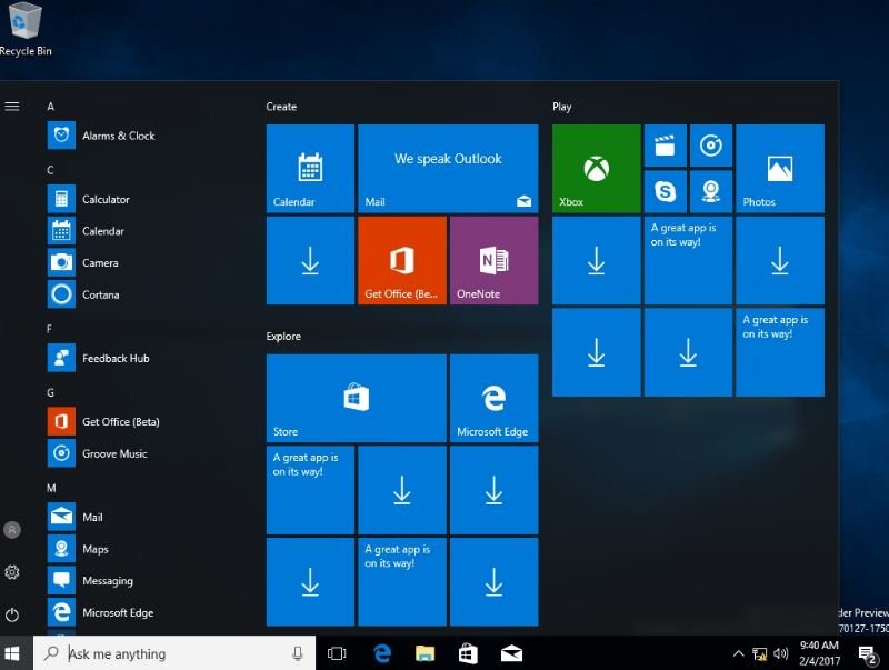 WIndows 10 Cloud Screenshot