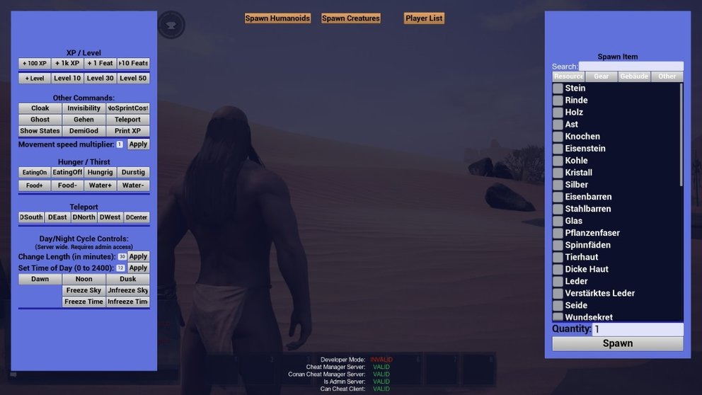 Aktiviert ihr die Cheats bei Conan Exiles, könnt ihr Gegenstände und Kreaturen spawnen lassen. Zudem könnt ihr damit leveln.