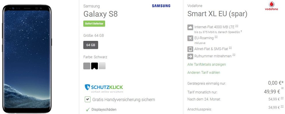 samsung galaxy s8 vertrag
