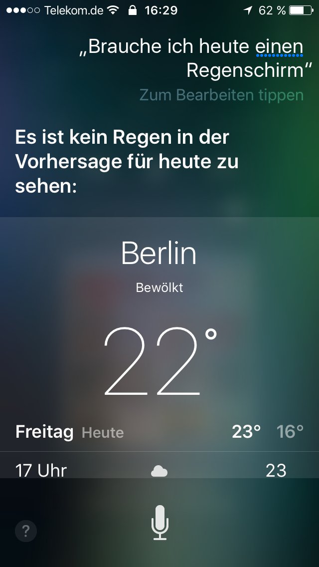 „Brauche ich heute einen Regenschirm?“