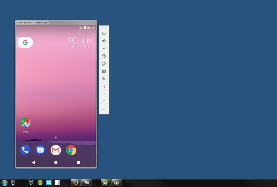 Android 8.0 läuft unter Windows 7 im Emulator von Android Studio.