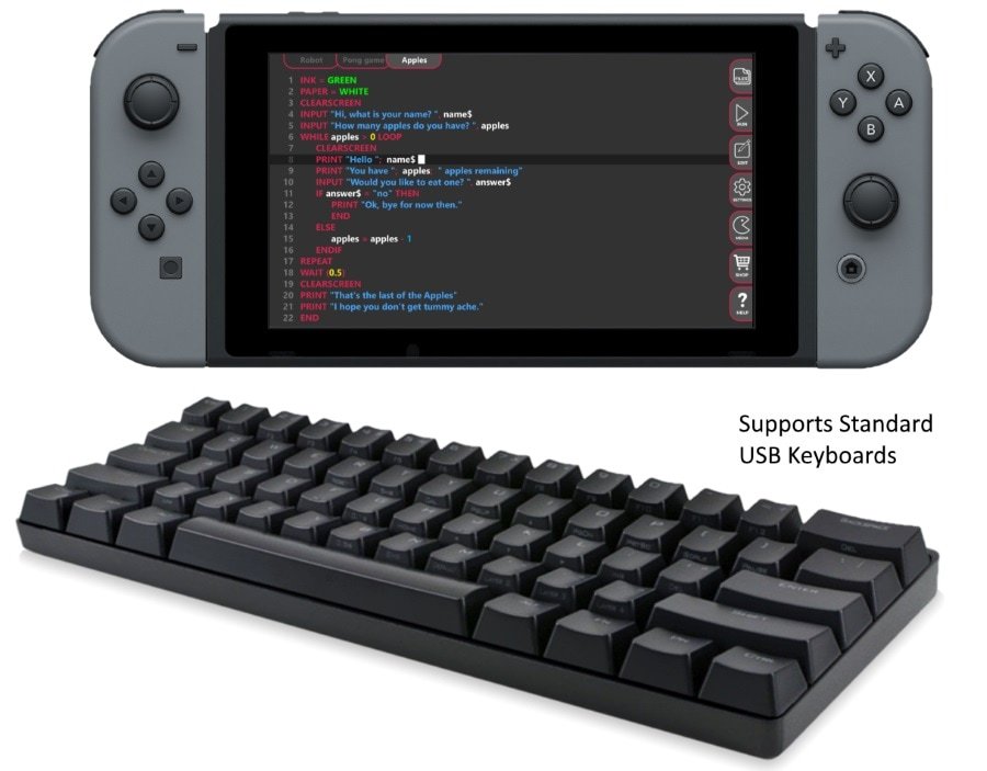 Zum eintippen des Codes bei FUZE Code Studio kannst du u. a. auch eine USB Tastatur nutzen. Quelle: FUZE Workstation Quelle: FUZE Technologies Ltd