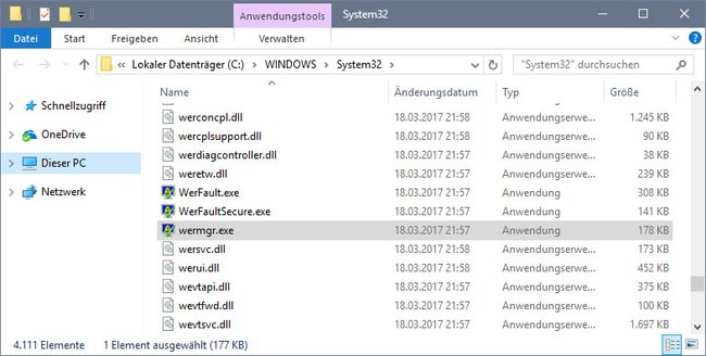 Wermgr.exe befindet sich im Ordner C:\Windows\System32
