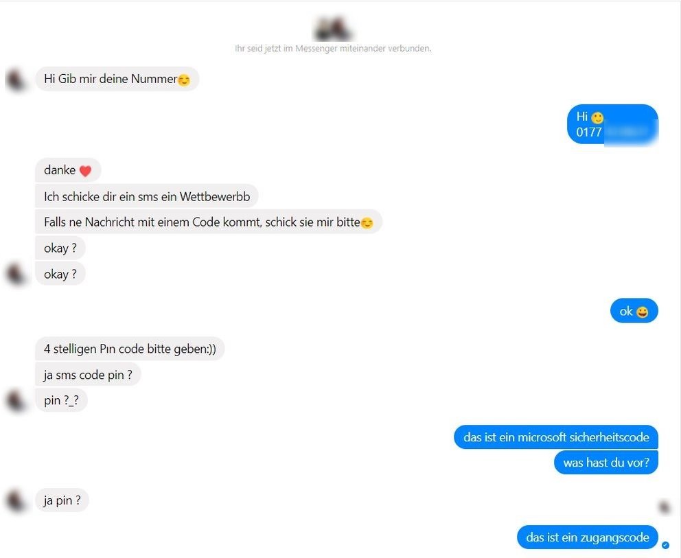 Gebrochenes Deutsch und mehrfaches Nachfragen nach dem Inhalt einer SMS: Der Facebook-Klon will an deine Daten