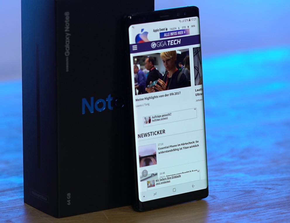Galaxy Note 8: Die abgerundeten Kanten des Displays gefallen sicherlich nicht jedem, sorgen aber für einen eleganten Auftritt