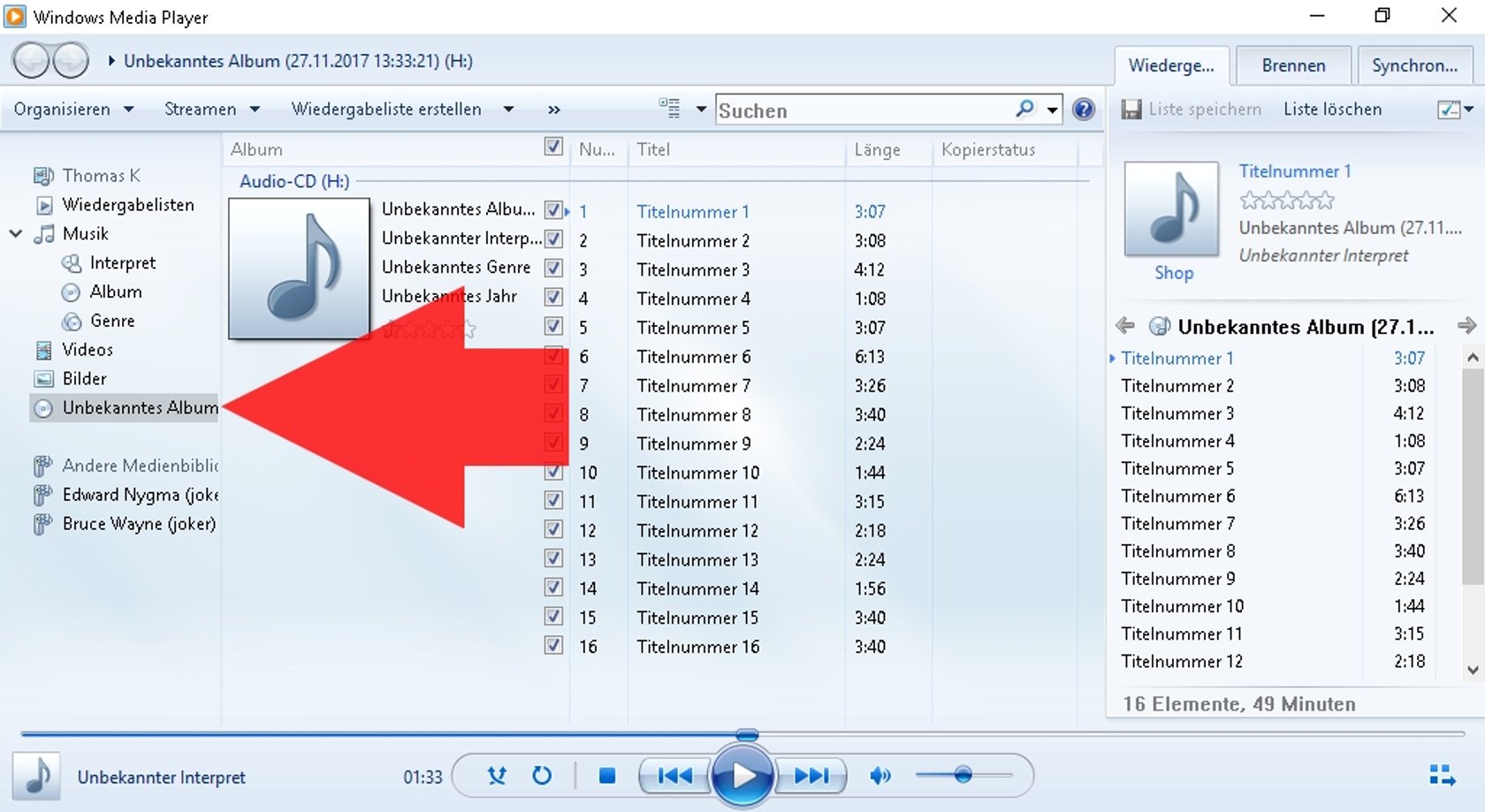 CD Rippen Windows Media Player 01 CD Rippen Windows Media Player 01