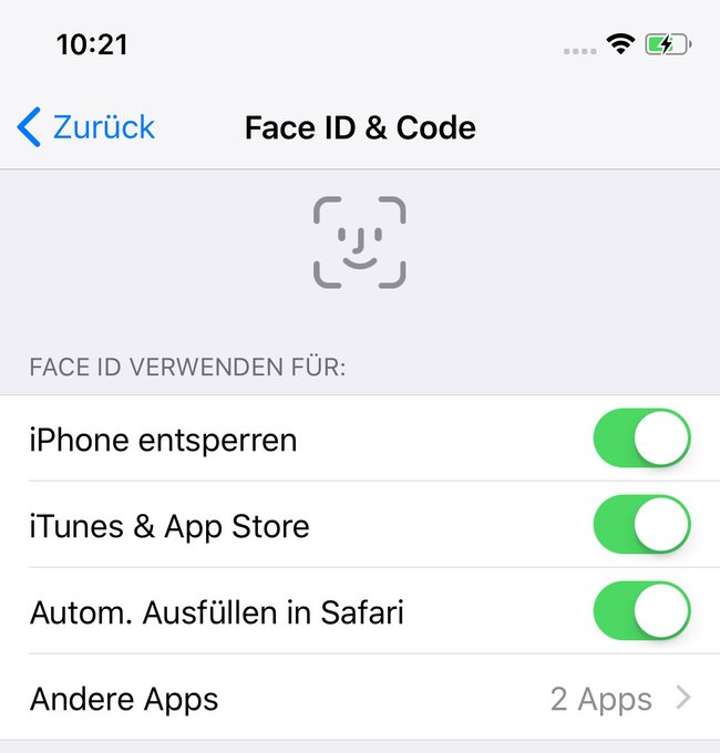 Setzt die Schalter auf „Aus“ damit Face ID dort nicht mehr verwendet wird. (Bildquelle: Apple)