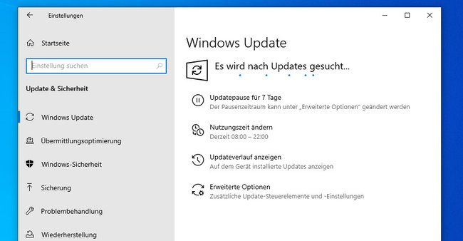 Windows 10 sucht nach Updates. Bildquelle: GIGA