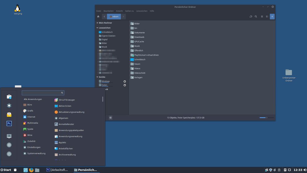 Mein Linux-Mint-Desktop. Bild: GIGA