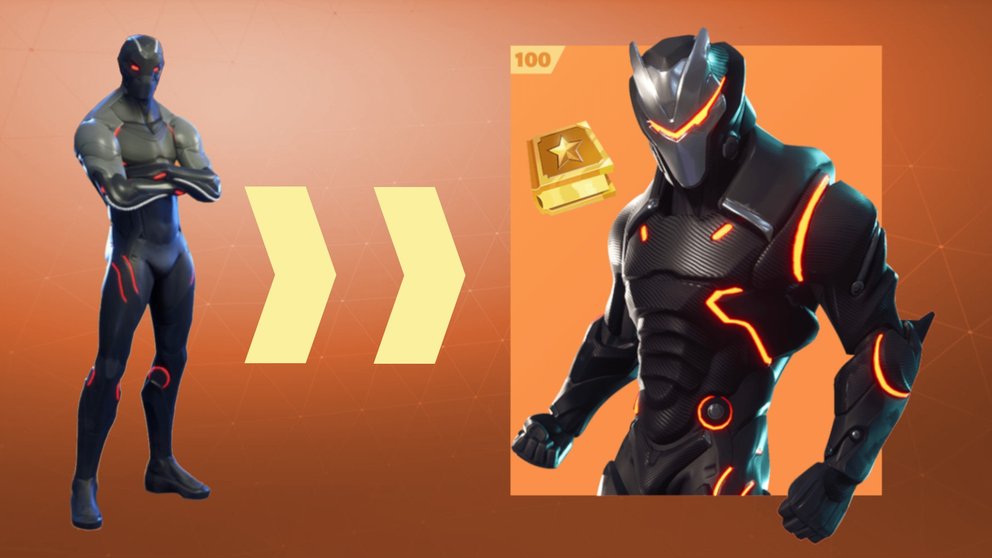 Rechts seht ihr, wie der Omega-Skin mit Level 80 aussehen kann. (Quelle: GIGA GAMES, Reddit / spaget1)